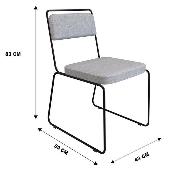 Imagem de Cadeira Estofada Elis F02 Linho 762 Cinza