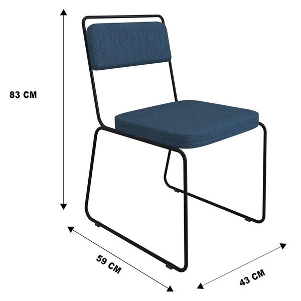 Imagem de Cadeira Estofada Elis F02 Linho 765 Azul - Mpozenato