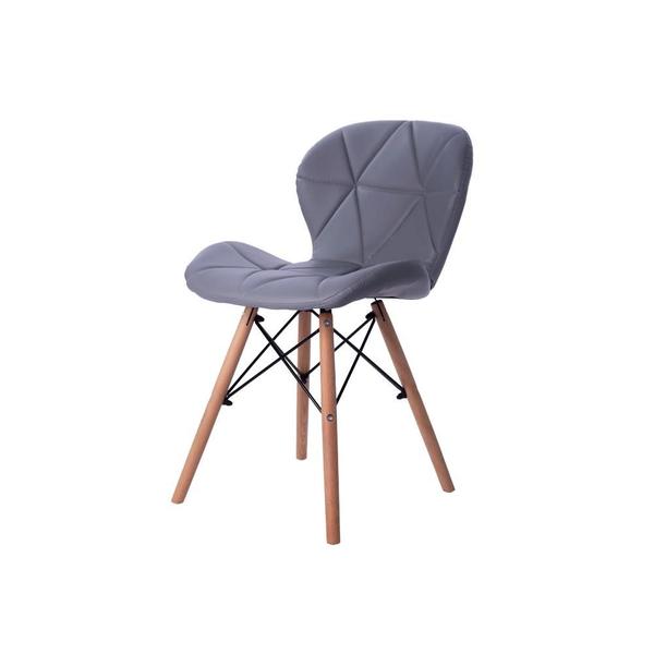 Imagem de Cadeira Estofada Jantar Charles Eames Eiffel Slim Wood Confort Cinza