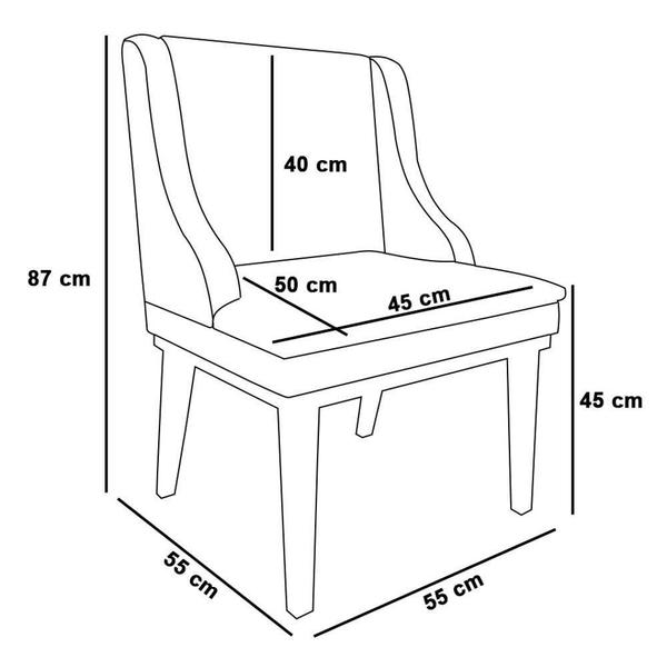 Imagem de Cadeira Estofada Para Sala De Jantar Base Fixa De Madeira Castanho Lia Linho Bege - Ibiza