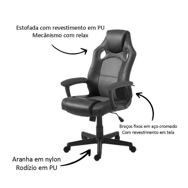 Imagem de Cadeira Gamer Amarela Estofada Poliuretano GRP