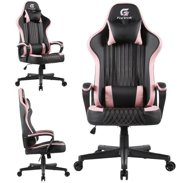 Imagem de Cadeira Gamer Barata Fortrek de material sintético Alto Conforto Com Regulagem do Braço e da Base e Com Apoio de Almofadas Ergonomicas para Pescoço e Lombar