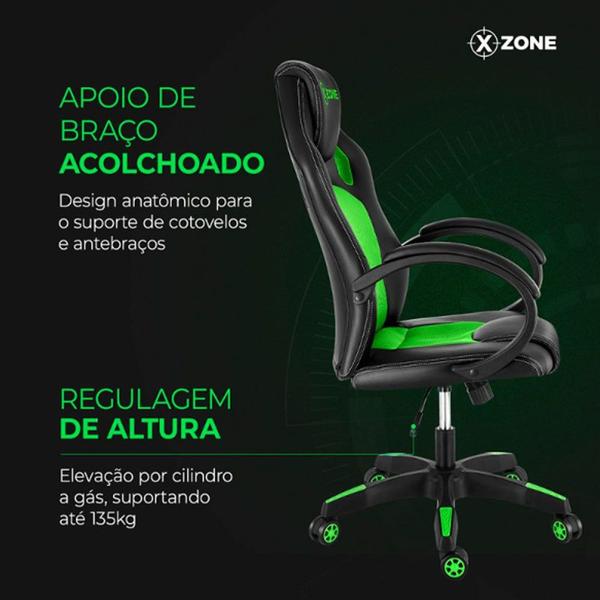 Imagem de Cadeira Gamer Básica CGR-02 Xzone Preto com Verde