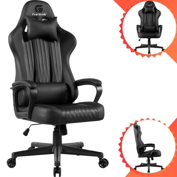 Imagem de Cadeira Gamer Ergonômica Com Almofadas Vickers Fortrek preto Material Do Estofamento Revestimento material sintético De Alto Conforto