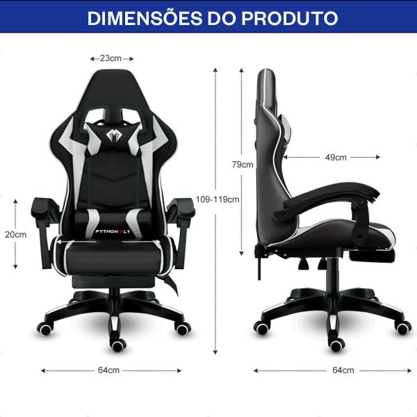 Imagem de Cadeira Gamer Ergonômica Escritório Python Fly X12 Branco