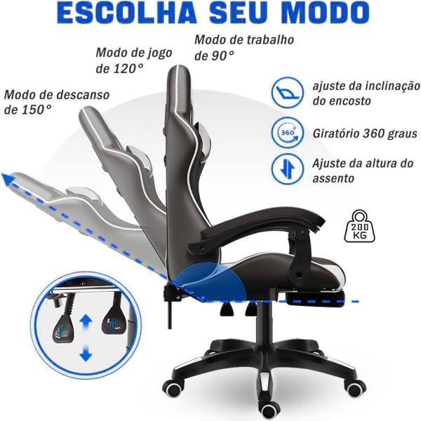 Imagem de Cadeira Gamer Ergonômica Escritório Python Fly X12 Branco