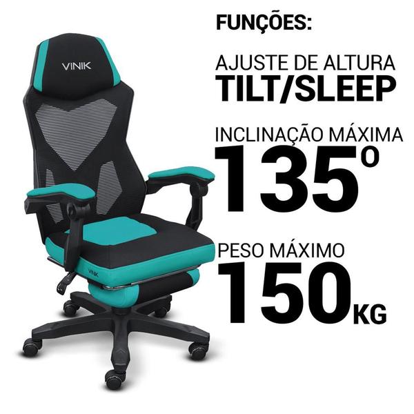 Imagem de Cadeira Gamer Escritório Com Inclinação Preto com Verde