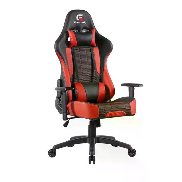 Imagem de Cadeira Gamer Escritório Fortrek Cruise Alto Conforto com Almofadas Ergonômicas para Pescoço e Lombar Regulagem para Altura e Braço Cor Vermelho e Preto Suporta Até 120Kg