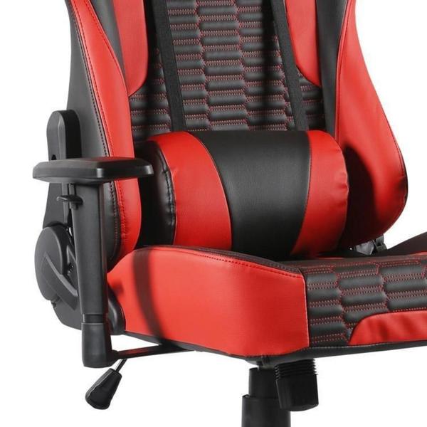 Imagem de Cadeira Gamer Escritório Fortrek Cruise Com Almofadas Ergonômicas para Lombar e Pescoço e Altura Ajustável de material sintético Boa Para Jogar por Horas Cor Preto e Vermelho