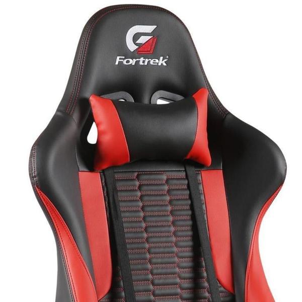 Imagem de Cadeira Gamer Escritório Para Jogos Com Almofadas Ergonômicas para Pescoço e Lombar Cor Preto e Vermelho Alto Conforto Para Jogar Por Horas Com Inclinação de 155