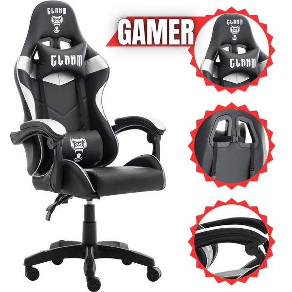 Imagem de Cadeira Gamer Escritório Preta e Cinza MOUNT de Alta Qualidade Com Ergonomia Ajustável + Apoio Lombar e de Braços