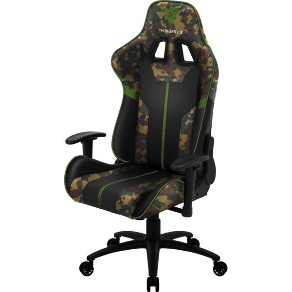 Imagem de Cadeira Gamer Escritório ThunderX3 BC3 Encosto Reclinável material PU de Alta Qualidade Cor Verde Militar Camuflada