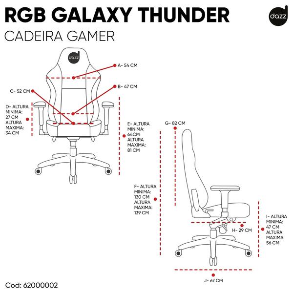 Imagem de Cadeira Gamer Galaxy Thunder com Rgb Dazz com Apoio de Braço