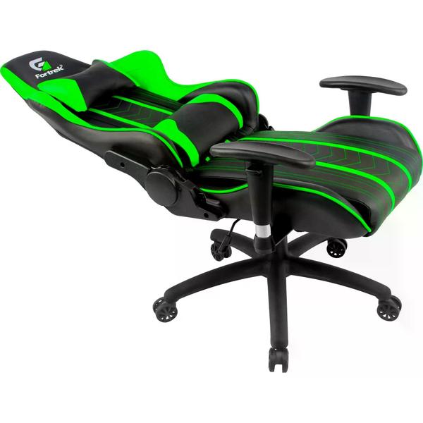 Imagem de Cadeira Gamer Giratória Ergonomica Escritório Confortável Cor Preta e Verde Suporta Até 120Kg Com Ajuste de Altura e de Braço Reclinável 155 Feita dematerial sintético