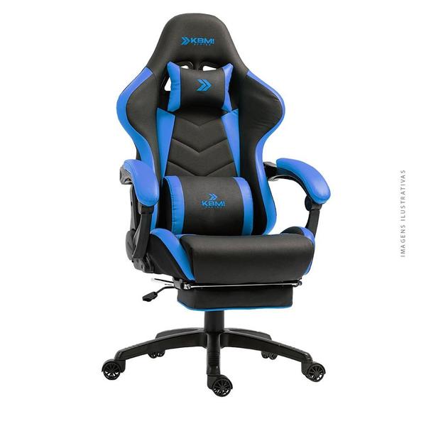 Imagem de Cadeira Gamer KBM! GAMING Tempest CG500, Preta e Azul, Com Almofadas, Descanso Para Pernas Retrátil, Reclinável - KGCG500PTAZ