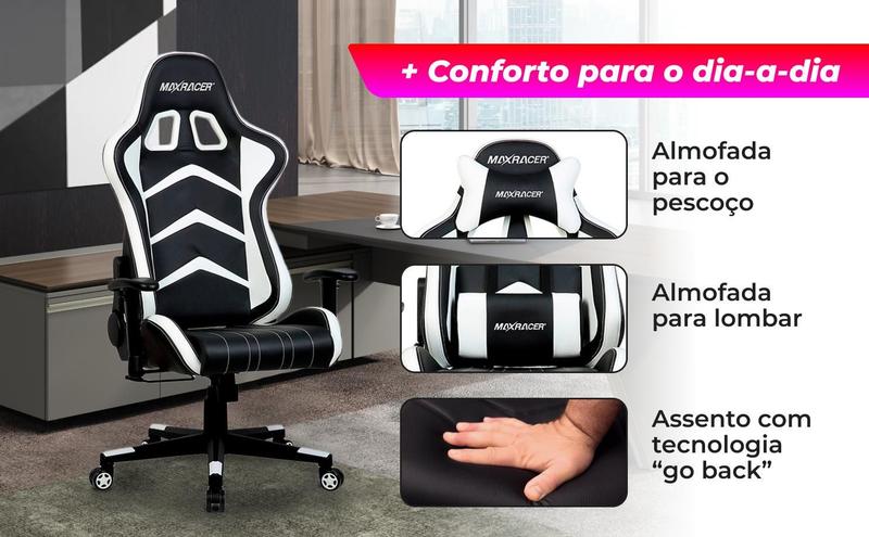 Imagem de Cadeira Gamer Max Racer Aggressive Branca