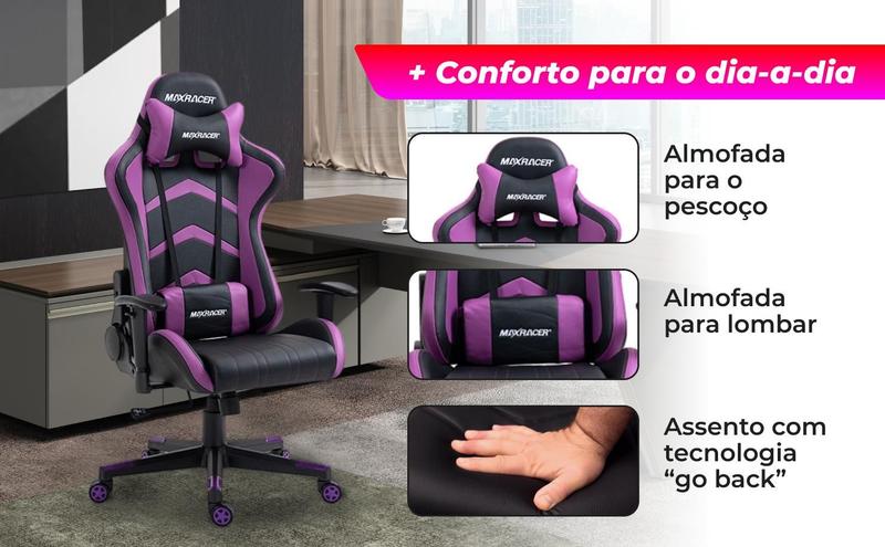 Imagem de Cadeira Gamer Max Racer Aggressive Roxa