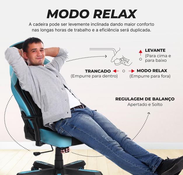 Imagem de Cadeira Gamer MaxRacer Bunker-SMI Azul 8 Pontos de Massagem