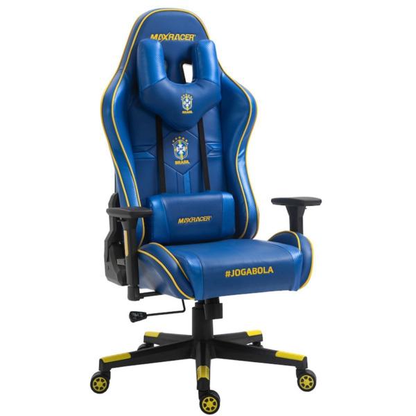 Imagem de Cadeira Gamer MaxRacer Tactical CBF Azul  Amarelo Licenciada