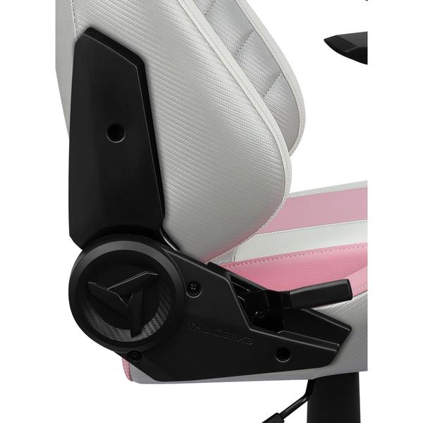 Imagem de Cadeira Gamer Para Escritório Alto Conforto Com Almofada Ergonômica Para Lombar e Apoio de Pescoço e Braço Bidirecional Com Base de Metal e Giratória Cor Branca de Rosa