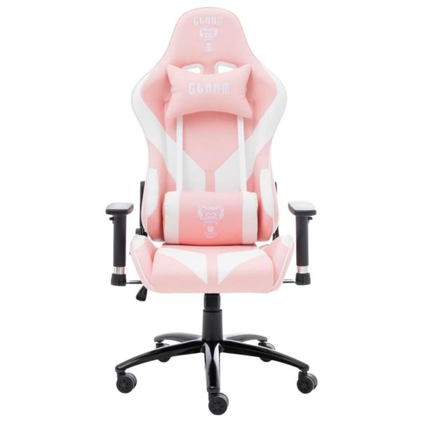 Imagem de Cadeira Gamer rosa com Branco MOUNT De Alto Conforto Com Ajuste de Altura inclinação do encosto de 180 Graus Suporta até 150kg