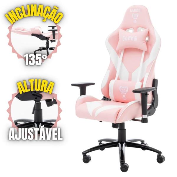 Imagem de Cadeira Gamer Rosa Pink Escritório Giratória Ergonômica de Alta Qualidade MOUNT Para Jogos e Trabalhos de Longa Duração - Suporta até 150kg