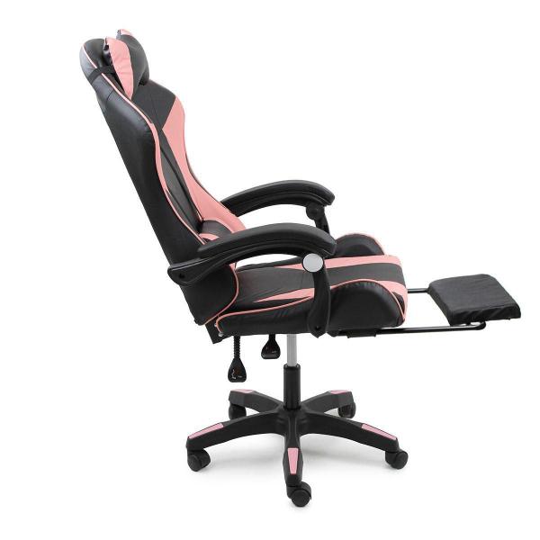 Imagem de Cadeira Gamer Stillus Ergonômica Apoio Para Pés Preto E Rosa