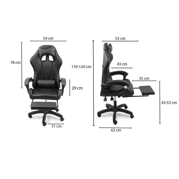 Imagem de Cadeira Gamer Stillus Ergonômica c/ Apoio p/ Pés 110-120cm