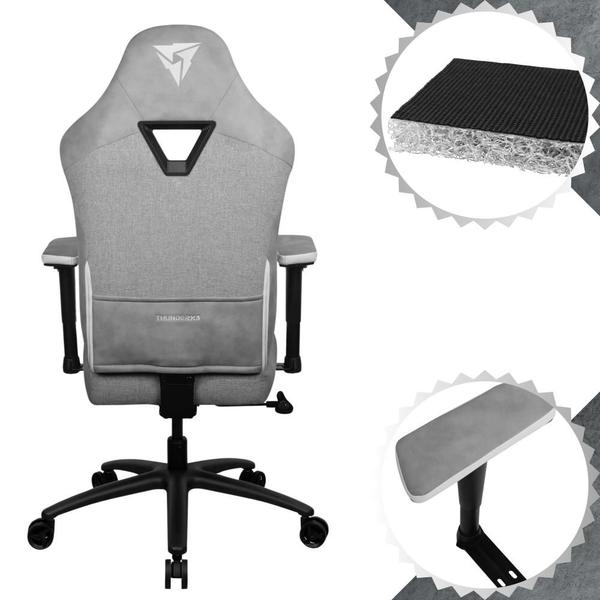 Imagem de Cadeira Gamer ThunderX3 Loft Cinza Para Escritório Almofadas No  Pescoço e Lombar Com Apoio de Braço Almofadado 2D