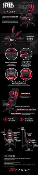 Imagem de Cadeira Gamer XT Racer Speed Series - Preto e Vermelha