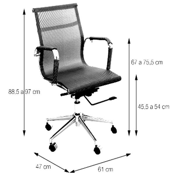 Imagem de Cadeira Giratória Baixa Office Tela Cobre Base Rodízio Cromado