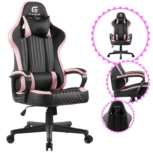 Imagem de Cadeira Giratória Ergonômica Para Escritório Gamer Em material sintético, Base reforçada e Almofada Lombar e Pescoço