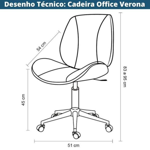 Imagem de Cadeira Giratória Office Verona Rivatti em Madeira Estofada em Poliuretano Preto Base Rodizio
