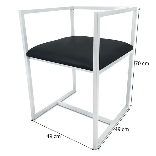 Imagem de Cadeira Industrial Londres Aço Com Estofado Design Geométrico Sala Recepção Cozinha Branco
