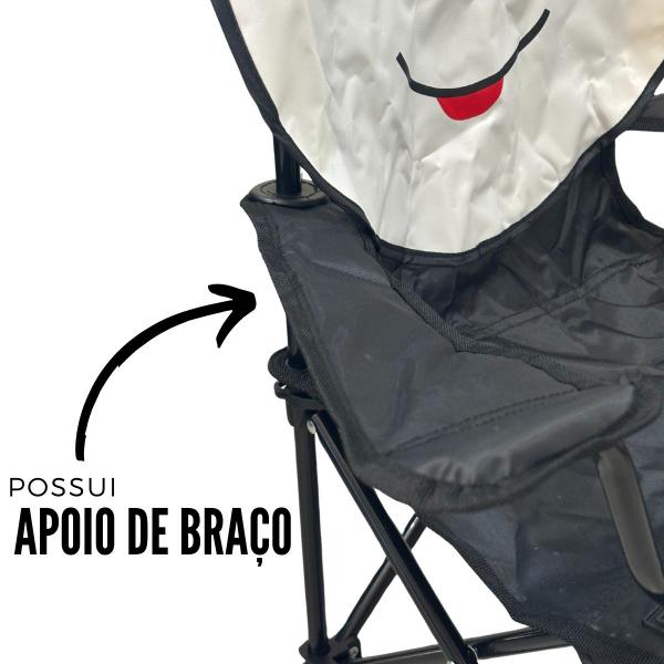 Imagem de Cadeira Infantil Retrátil Articulada Praia Camping Piscina Apoio de Braço e Bolsa Panda Brinqway