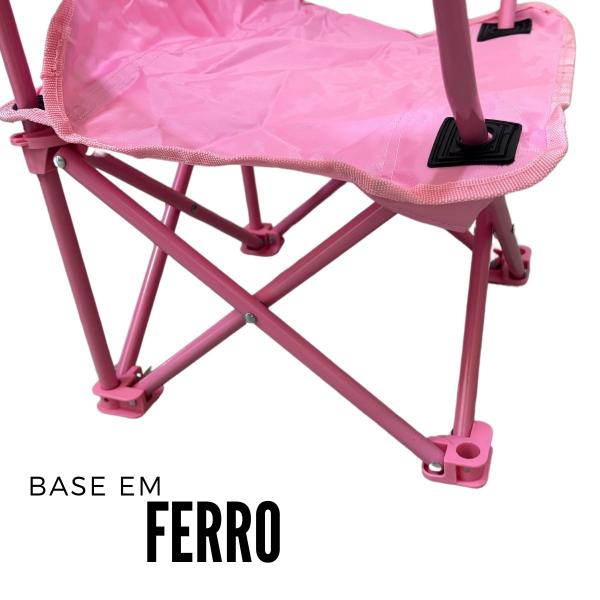 Imagem de Cadeira Infantil Retrátil Articulada Praia Camping Piscina Apoio de Braço e Bolsa Porco Brinqway