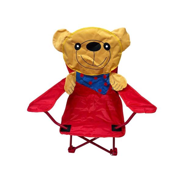 Imagem de Cadeira Infantil Retrátil Articulada Praia Camping Piscina Apoio de Braço e Bolsa Urso Brinqway