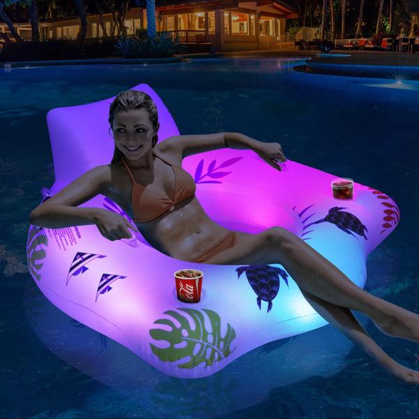 Imagem de Cadeira inflável para piscina flutuante DeepRBlu com luz que muda de cor