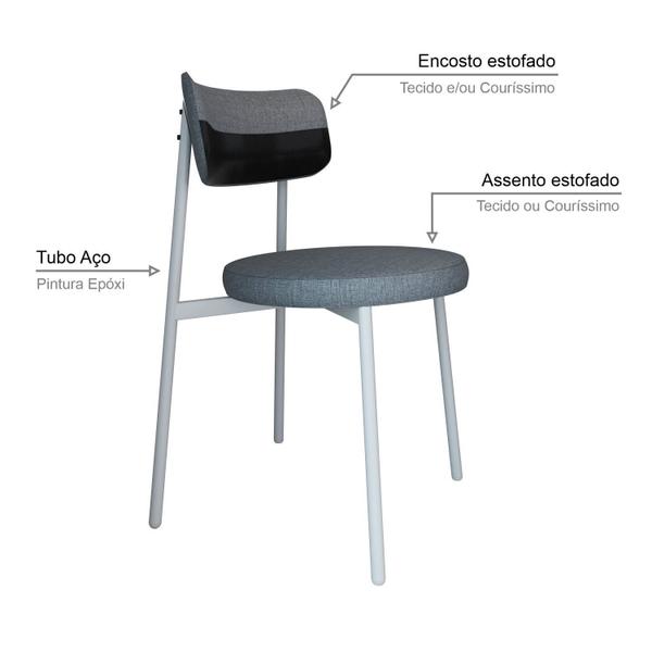 Imagem de Cadeira Kyta Fixa com 4 Pés 50 X 44,7 X 83,8 Cm com 2 Unidades Cinza/Preto/Branco