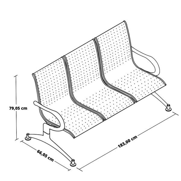 Imagem de Cadeira Longarina Aeroporto 3 Lugares