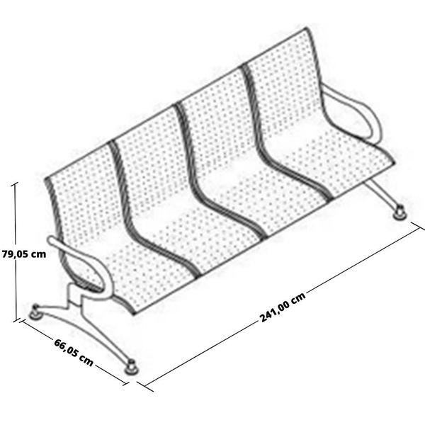 Imagem de Cadeira Longarina Aeroporto 4 Lugares com Estofado