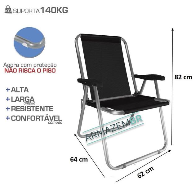 Imagem de Cadeira Max Alumínio Praia Piscina Camping Até 140 Kg - Zaka