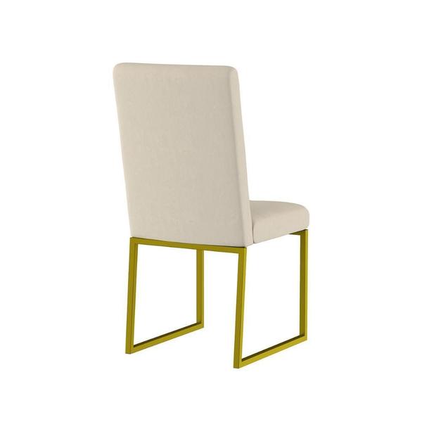 Imagem de Cadeira Mesa Jantar Base Industrial Dourado Cor:Bege