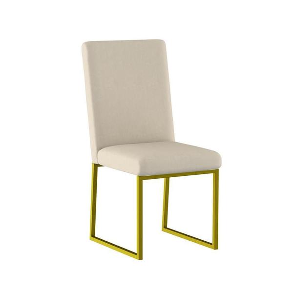 Imagem de Cadeira Mesa Jantar Base Industrial Dourado Cor:Bege