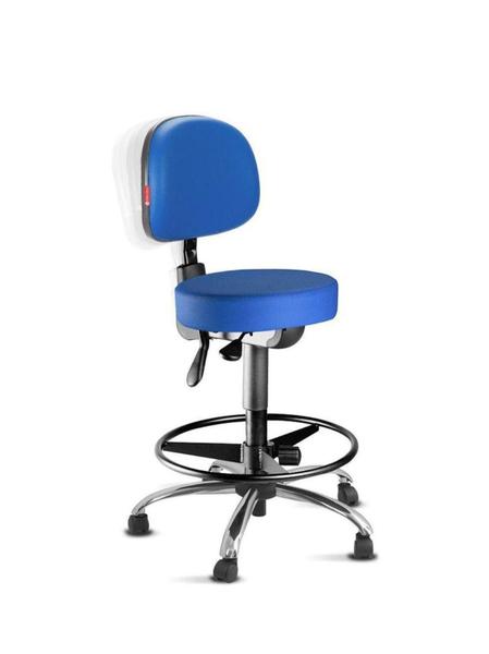 Imagem de Cadeira Mocho Nice Alto Azul Back System Base Cromada