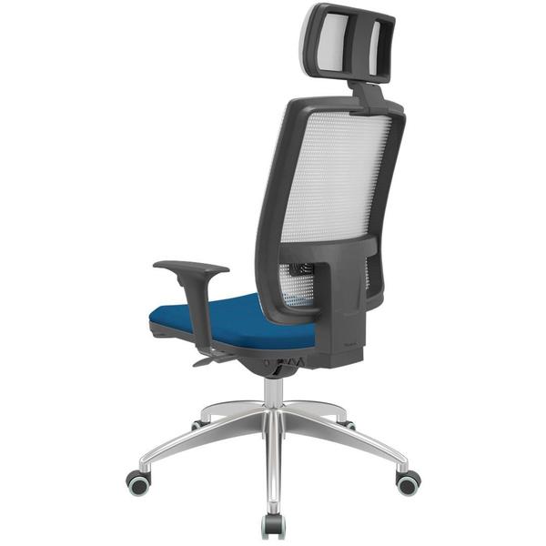 Imagem de Cadeira Office Brizza Tela Branca Com Encosto Assento Poliéster Azul Autocompensador 126cm - 63275