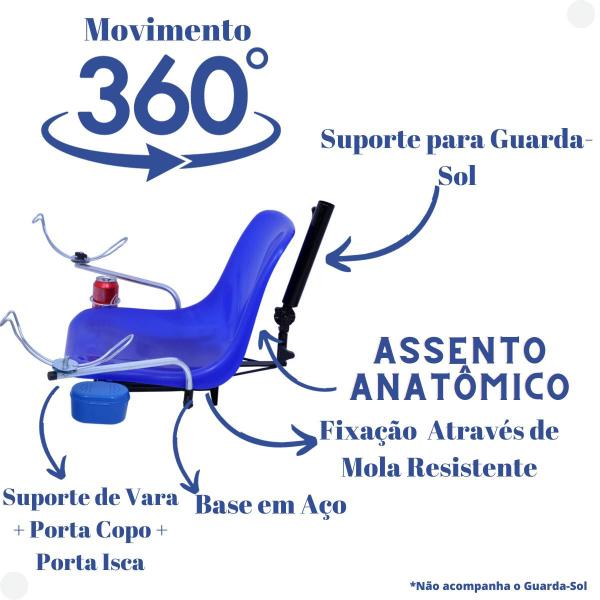 Cadeira para barco giratória concha com acessórios - Riomar Equipesca Imagem de Cadeira para barco giratória concha com acessórios