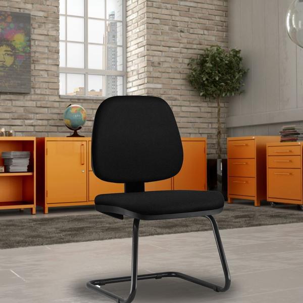 Imagem de Cadeira Para Escritório Job Fixa Crepe Preto - Lyam Decor