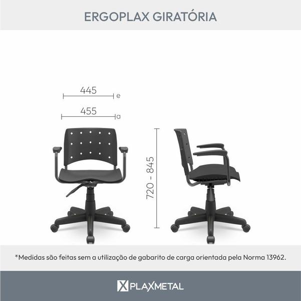 Imagem de Cadeira para Escritório Secretária Ergonômica Giratória Ergoplax NR17