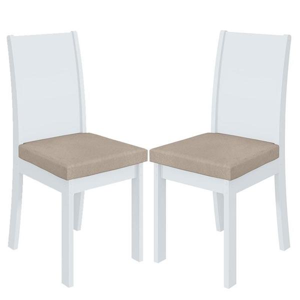 Imagem de Cadeira para Mesa de Jantar Athenas kit 02 Peças Veludo Naturale Creme Branco  Lopas
